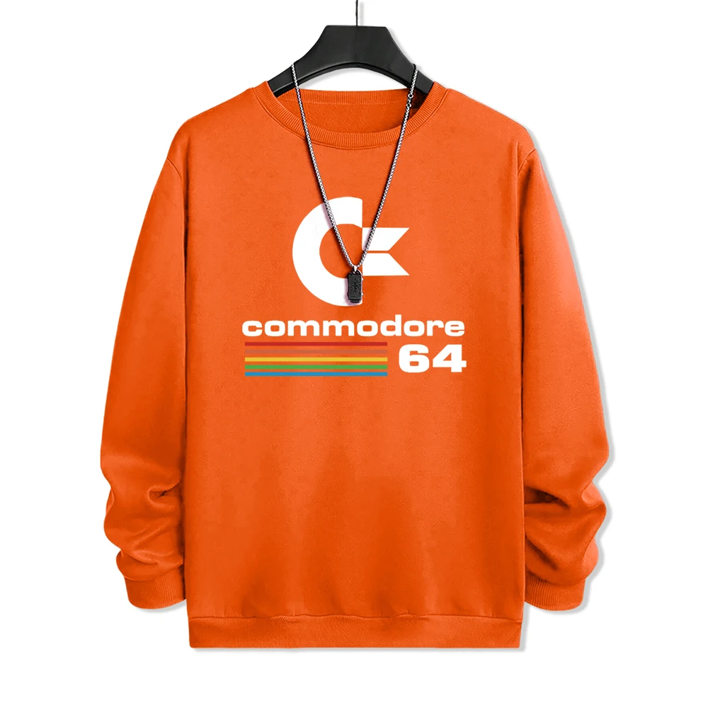 Commodore 64 Fun Logo Printed Hoodies Mens Oversized Pullover Hoody Loose Comfortable Clothes Fleece Casual Hoody Men Warm