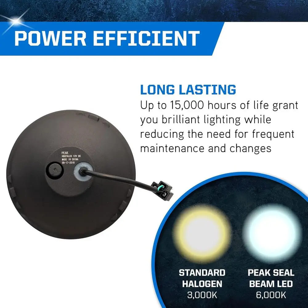 Faro LED H6024 da 6000 K, 6000 lumen, con tecnologia a fascio sigillato