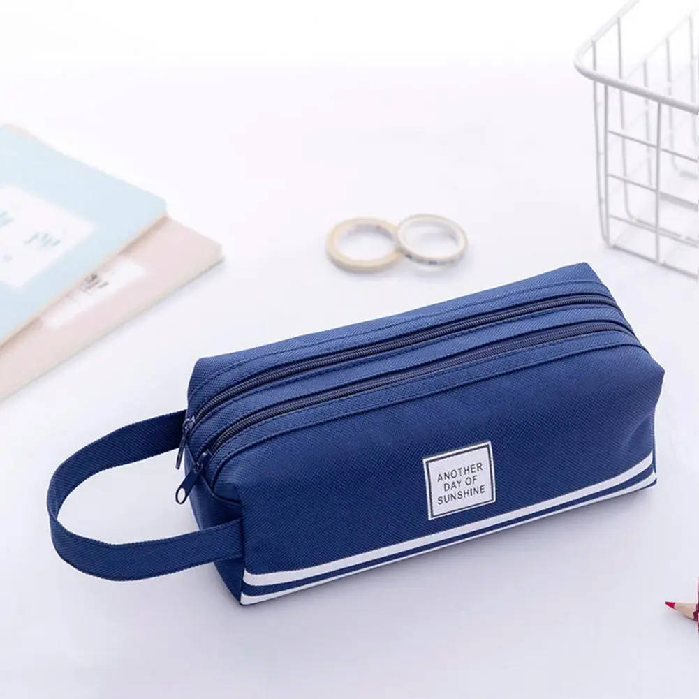 Bolsa de papelería multicapa, capacidad de doble capa, con cremallera, duradera, para brochas de maquillaje