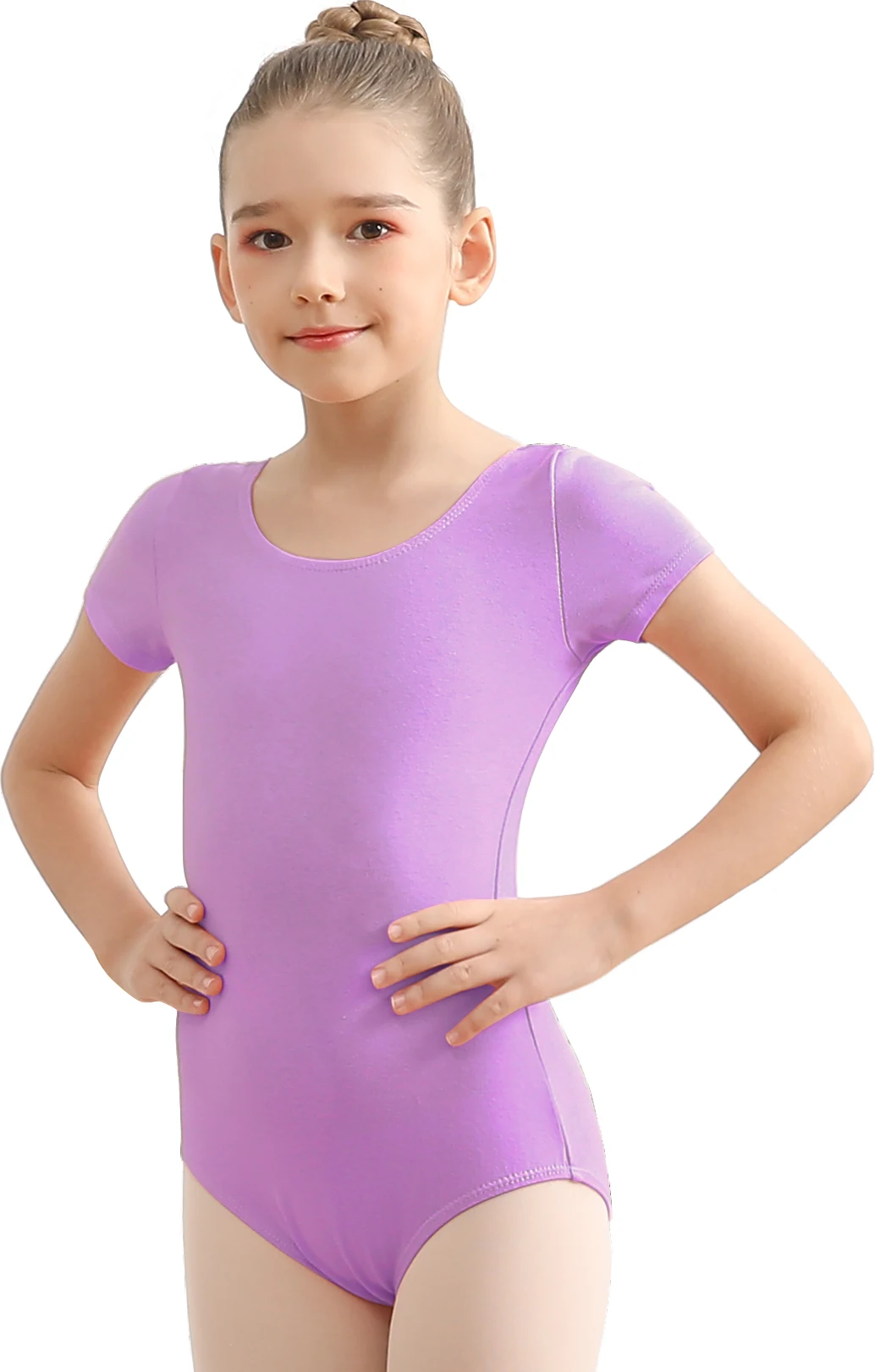 Girls Team Basic Short Sleeve Dance Leotards for Ballet Dancewear