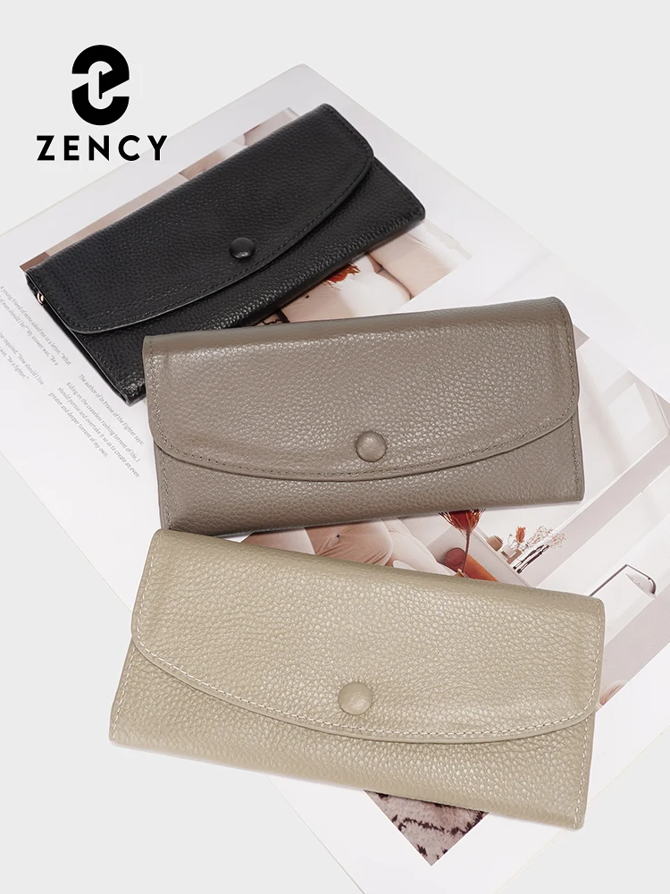 

Zency Solid Women Soft Cow Leather Long Wallet Clutch Bag Card Case Coin Leather Purse Money Clips