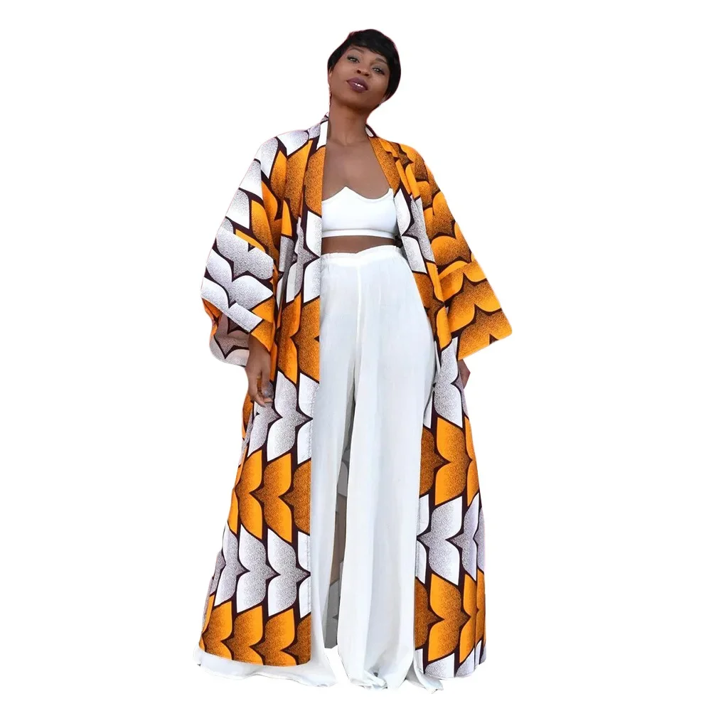 African Dresses for Women African Ethnic Print Loose Long Trench Coat Streetwear Dashiki African Clothes Cardigan  Kimono