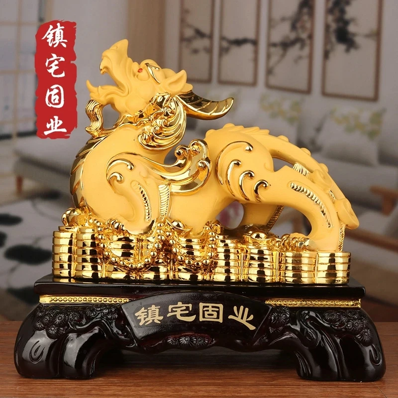 

Chinese Lucky Money Pixiu Resin Ornaments Crafts Pixiu Ornaments Sand Gold Resin Office Home Decoration Creative Gifts