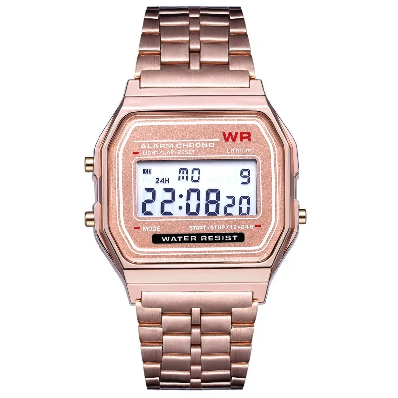 Jam Tangan Tali Baja Tahan Karat Jam Tangan Olahraga Militer Digital Retro Tahan Air Mewah Jam Tangan Elektronik Pria Wanita