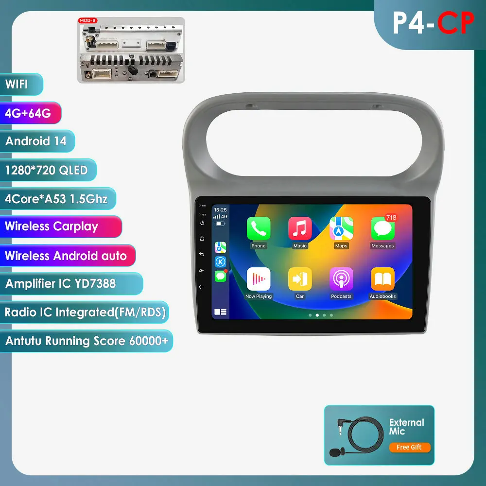 Android Auto Multimedia Speler voor Renault Twingo 2005-2013 Draadloze Carplay Auto 360cam 8 core Intelligente GPS Door Snapdragon 6115