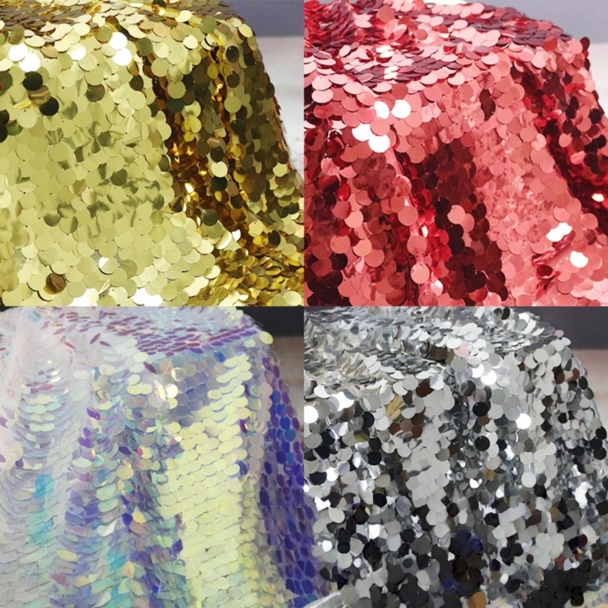 

Красочная ткань шириной 0,5 метра 51,18 дюйма, ткань с блестками русалки, 3D круглая шкала 18 мм, для платья своими руками, модная ткань