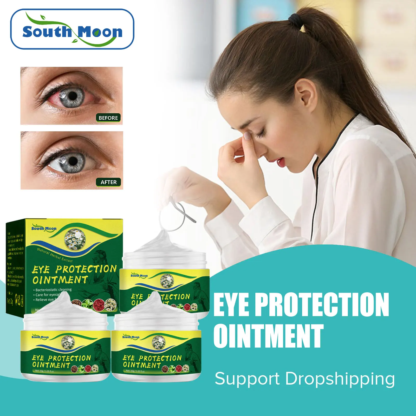 

South Moon Eye Ointment For Glaucome Cataract Treatment Remove Red Eye Fatigued Relief Improve Blurred Vision Protect Eyesight