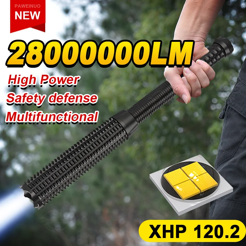 28000000LM LED Baseball Flashlight Self-defense High Power Light Zoomable Super Bright Tactical Torch Outdoor Safety Emergency