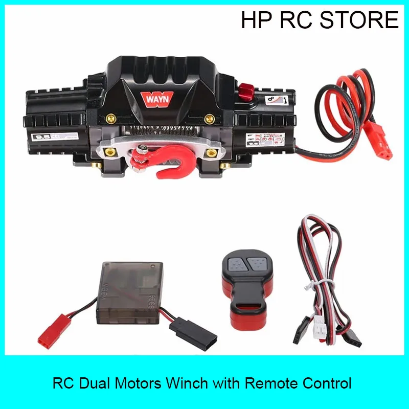 รอกอัตโนมัติแบบมอเตอร์คู่ RC พร้อมตัวควบคุมและตัวรับสัญญาณ  วัสดุโลหะ เหมาะสำหรับรถบังคับวิทยุแบบ Crawler รุ่น Axial SCX10 90046 Traxxas TRX4 TRX6