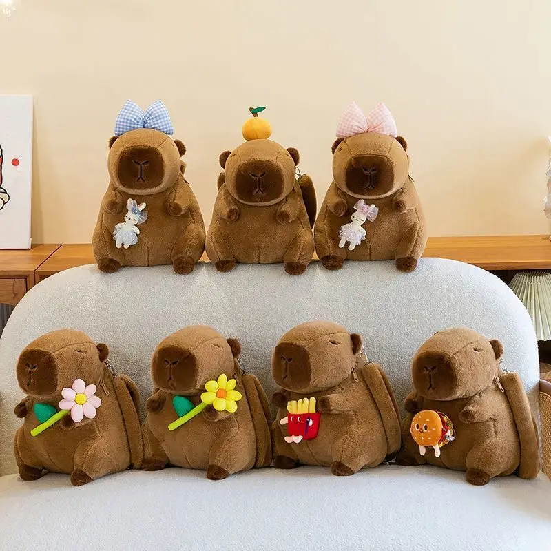 Cute Capybara Plush Backpack Fluffy Stuffed Animal Detachable Decor Squishy Plushie Shoulder Bag Lovely Cartoon Gift for Teens
