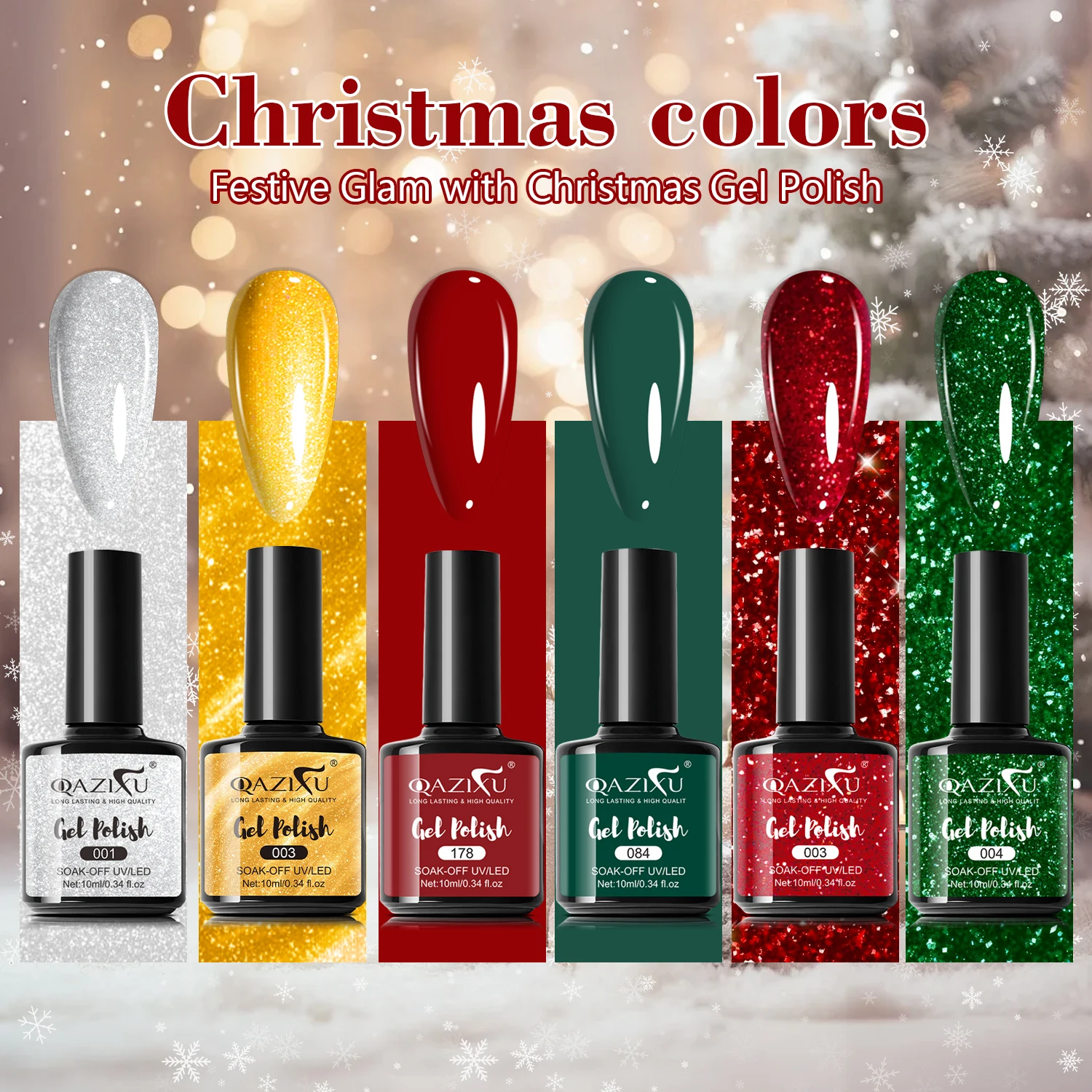 QAZIXU 6Pcs/Set Nail Gel Polish Popular Color DIY Nail Art Design Soak Off UV LED Gel Manicure Vernis Kits For Home Salon