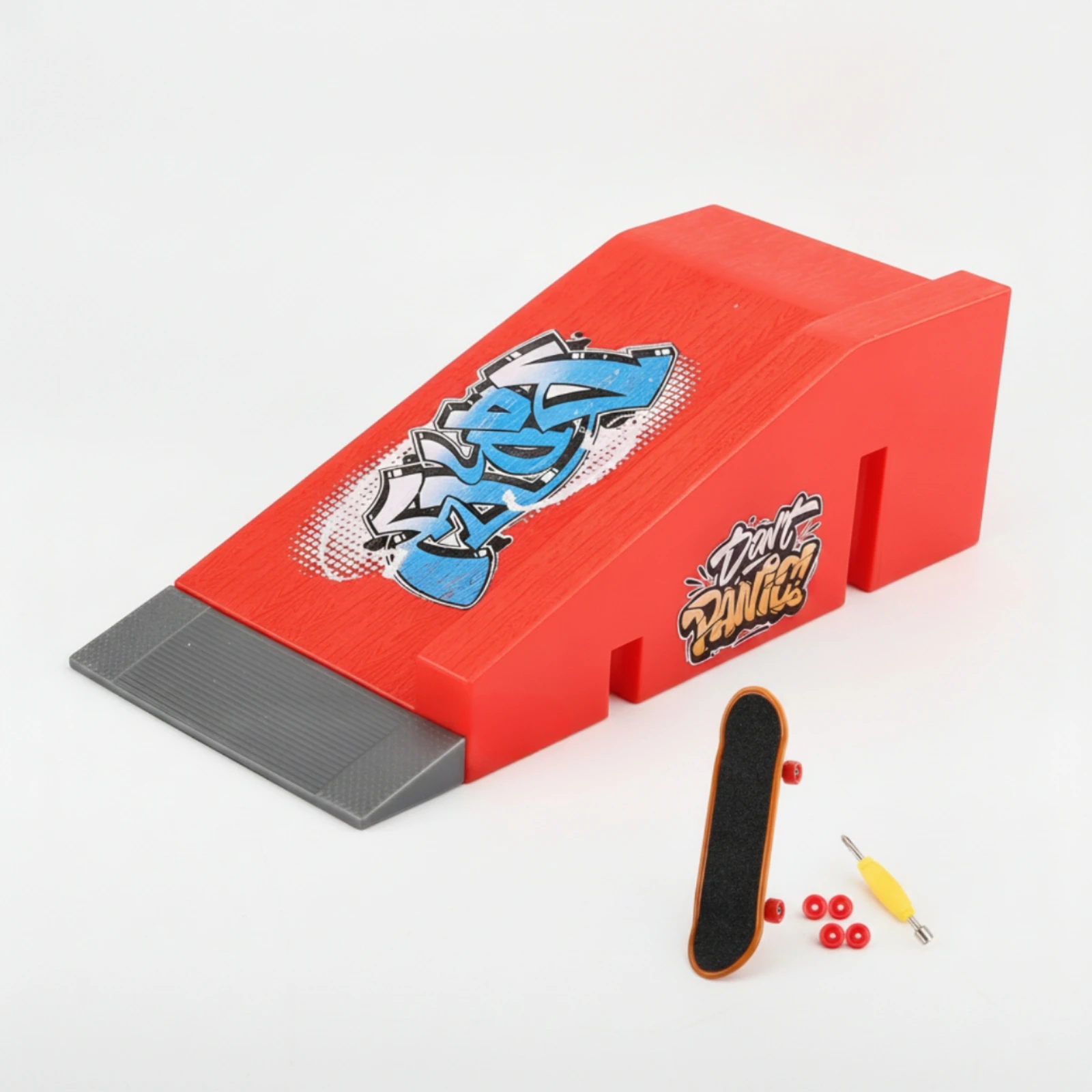 Finger Skateboard Ramp with Skateboard Plastic Fingerboard Obstacle with Tool Mini Skatepark Ramp Training Toy Compact