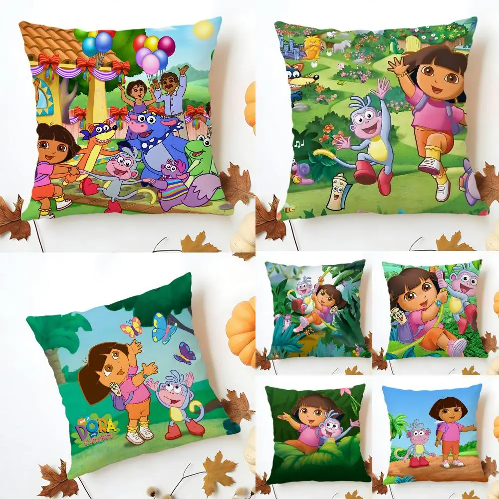 Colorful Playful Classic Dora The Explorer Cushion Cover Sofa Home Decor Living Room Accessory Holiday House Cushion Shell