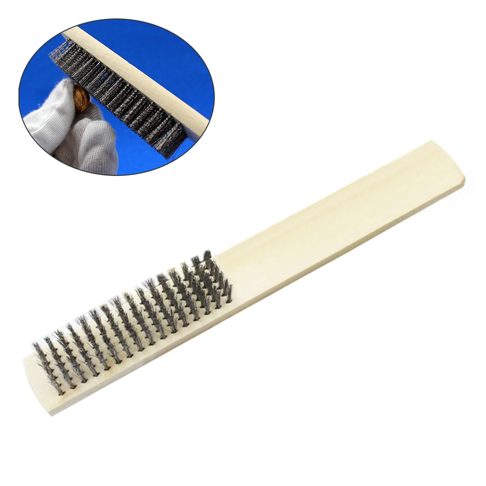 

Stainless Steel Wire Brush Wooden Handle Brush Metal Surface Cleaning Brush Paint Removal Rust Removal Scratch Brush Tools