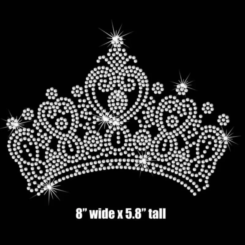 

2PC/Lot Iron-On Crown Rhinestone Transfer Hotfix Crystal Motif for Hat Bag Glove Shoe Decorative Craft Supplies