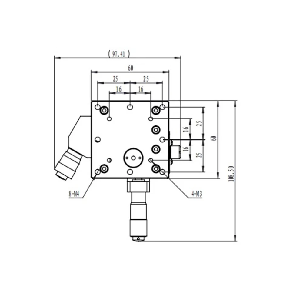 Manual X-Axis Coarse and Fine Adjustment Slide Table 60x60mm Cross Roller Guide Micrometer Linear Stage