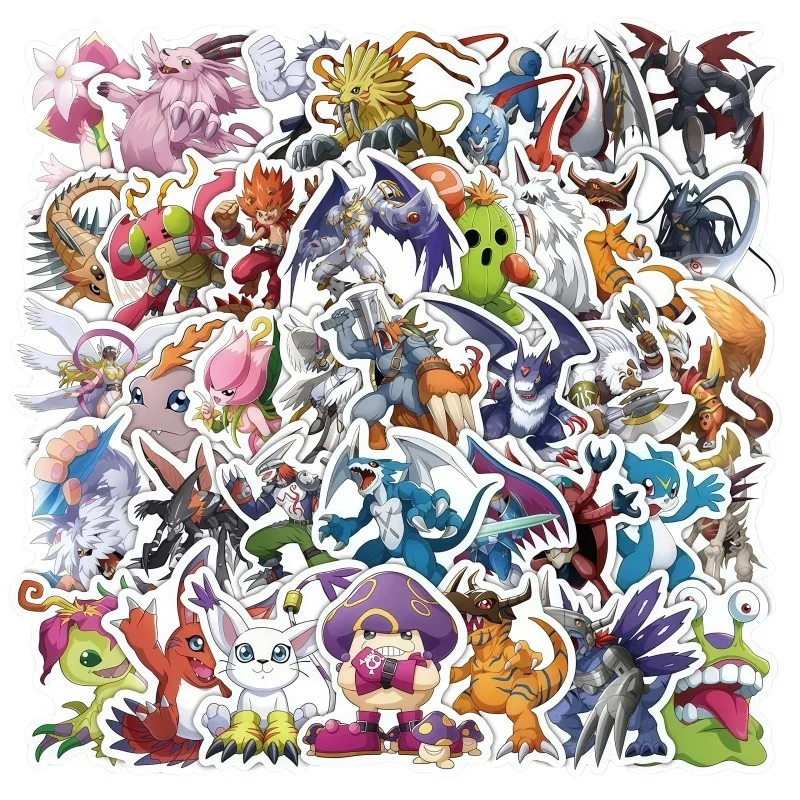 60 Stück Digimon Aufkleber DIY Notizbuch Tagebuch Koffer Graffiti Dekoration Cartoon Anime Agumon Angelmon Aufkleber Spielzeug Geschenk