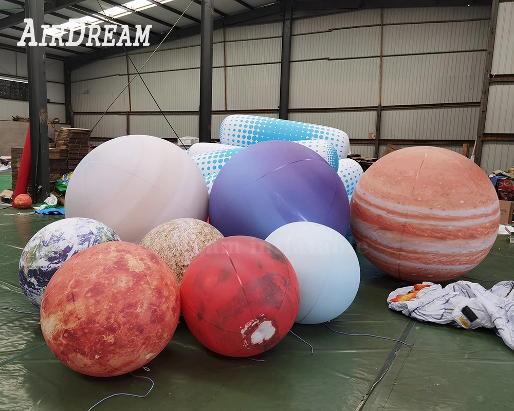 Universe Series Inflatable Moon Balloon With Lights Air-blown Planet Model For Stage Event Show Decora for Shopping Mall Display