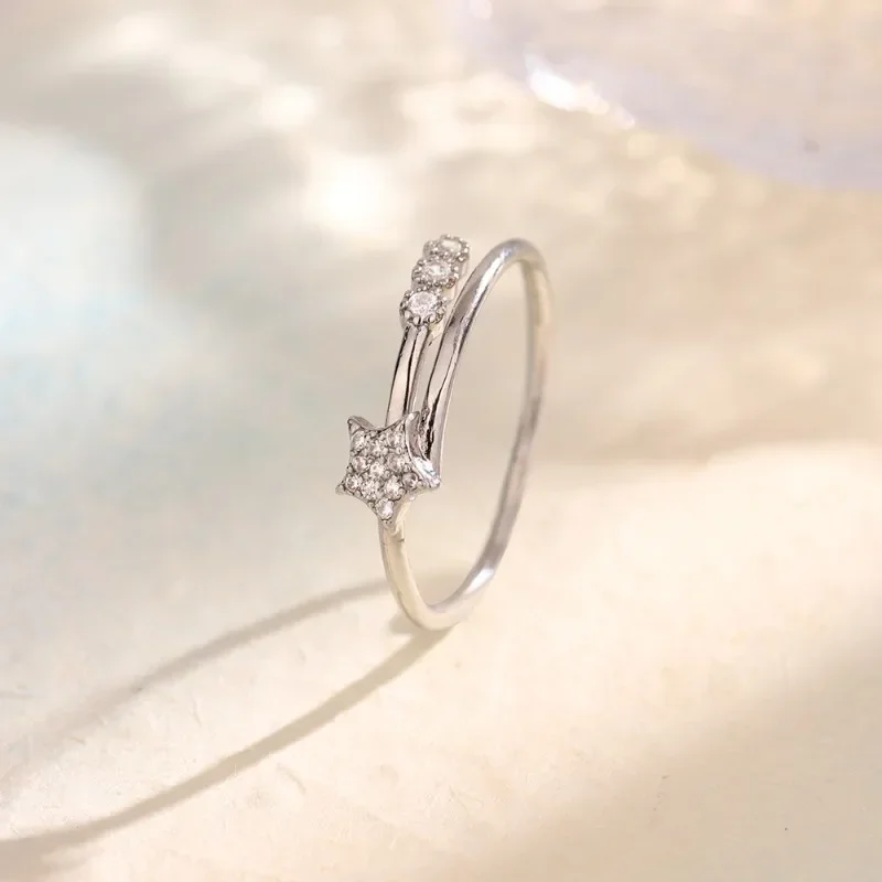 

Real 925 Sterling Silver Zircon Double-layer Star Rings for Women Party Cute Fine Jewelry Minimalist Shiny Accessories