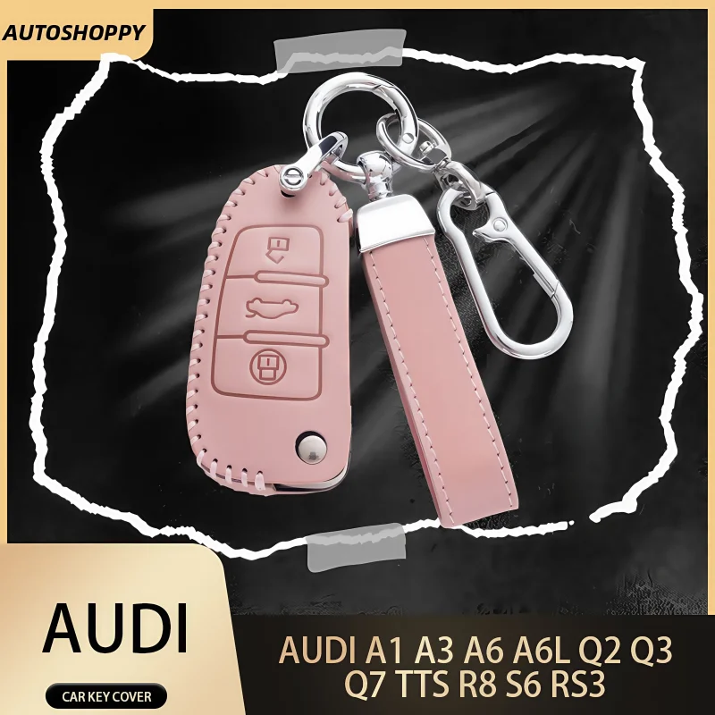 

Car Folding Key Case Bag Cover for Audi A1 A3 A4 A5 A6 A7 Q3 Q5 S6 B6 B7 B8 C6 8P 8V 8L TT RS Car Shell Keychain Protector