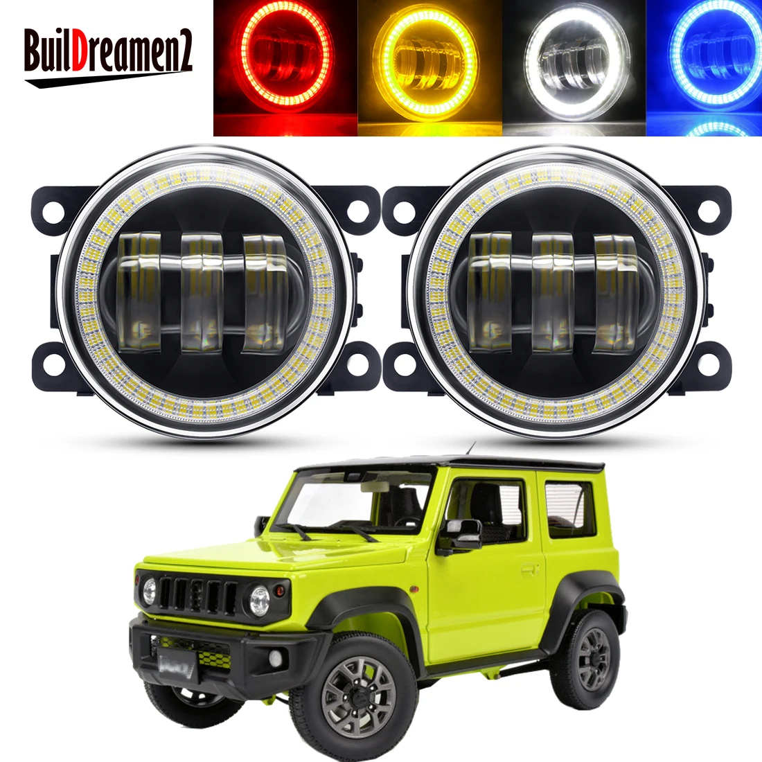 

2 противотуманных фар «ангельские глазки» в сборе для Suzuki Jimny JB64 JB74 2018 2019 2020 30 Вт 6000LM Автомобильные светодиодные противотуманные фары дневного света DRL H11