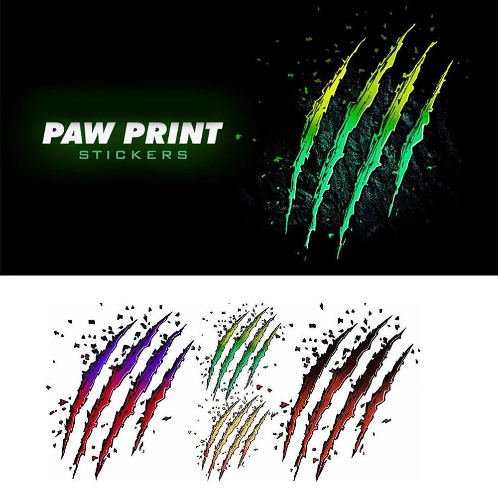 DSYCAR 1Pcs Car Stickers Reflective Monster Claw Scratch Marks Headlight Bumper Sticker Waterproof Decal