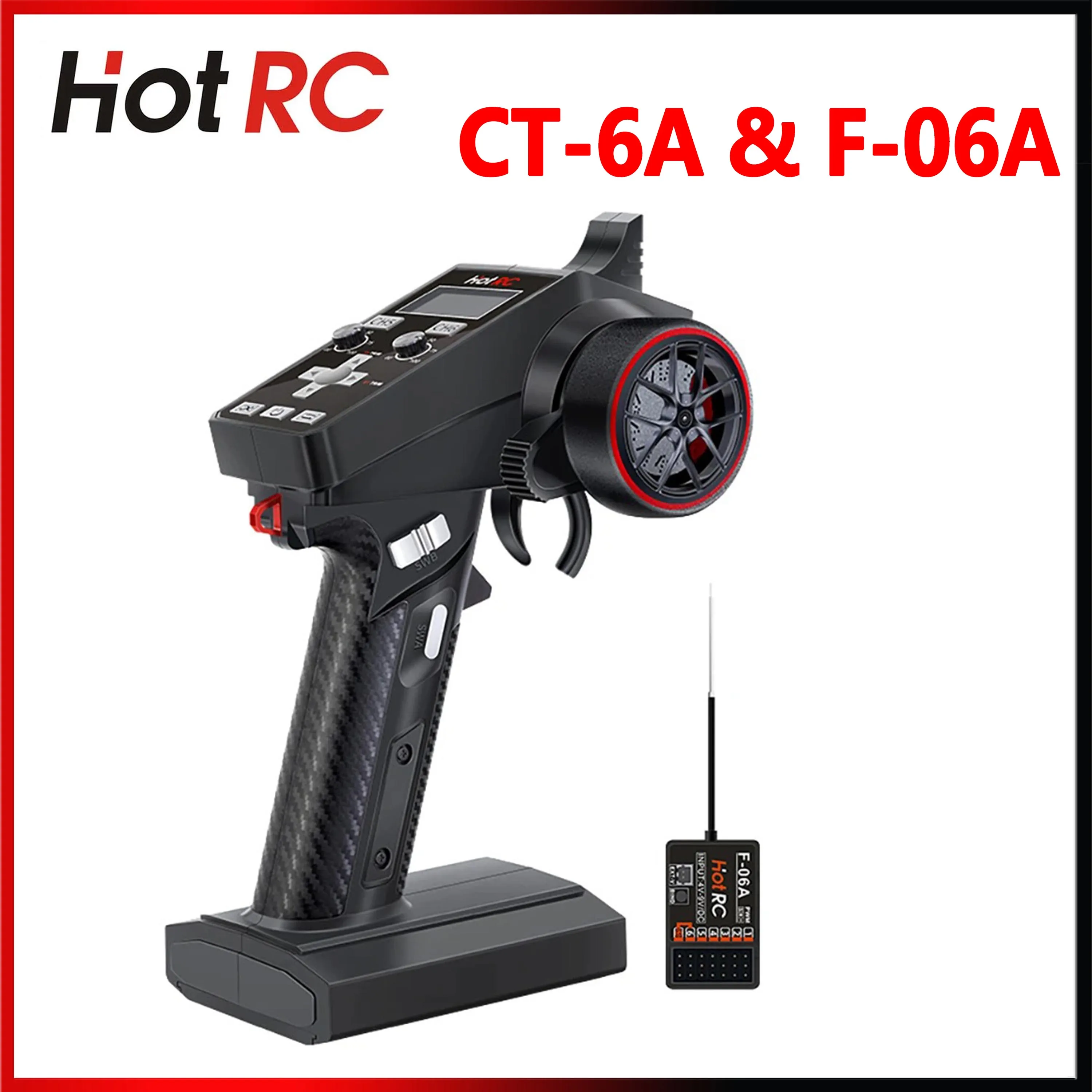 Hotrc CT-6A 6CH RC Transmitter 2.4GHz Remote Controller with F-06AT Receiver 4-9V Radio System for RC Model Car Boat Tank Parts