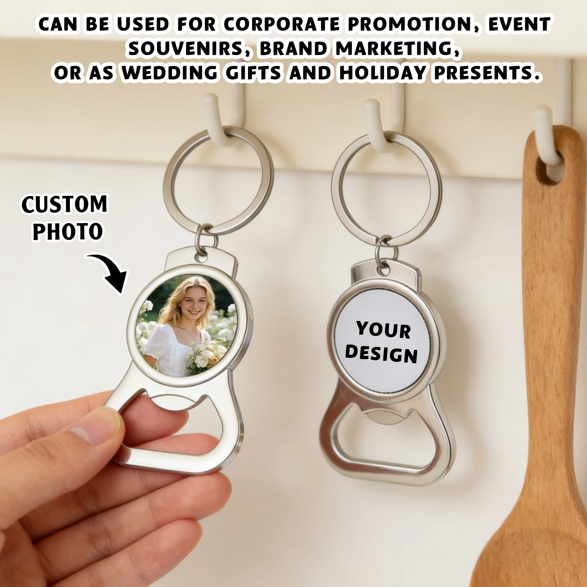 Custom Photo/Logo Keychain 1/5pcs Personalized Picture Portable Bottle Opener Keyring Couple's Anniversary Photo Key Chain Gift
