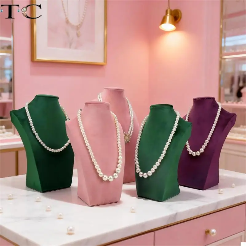 Velvet Upright Jewelry Display Stand Mannequin Neck Jewelry Srore Necklace Display Prop Available in Various Colors and Sizes