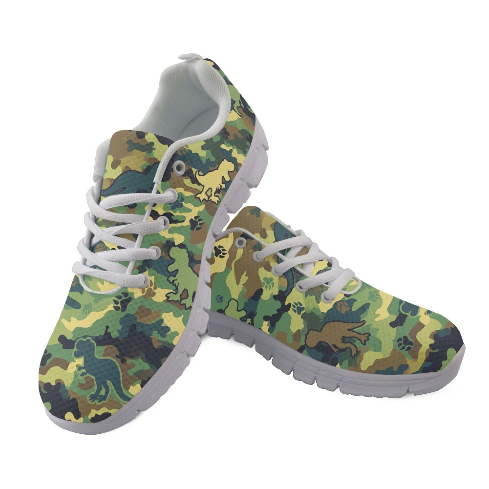 Coloranimal Camouflage Dinosaur 2026 Collection Low Top Walking Sneakers Mesh & EVA Sole Lightweight Athletic Trainers