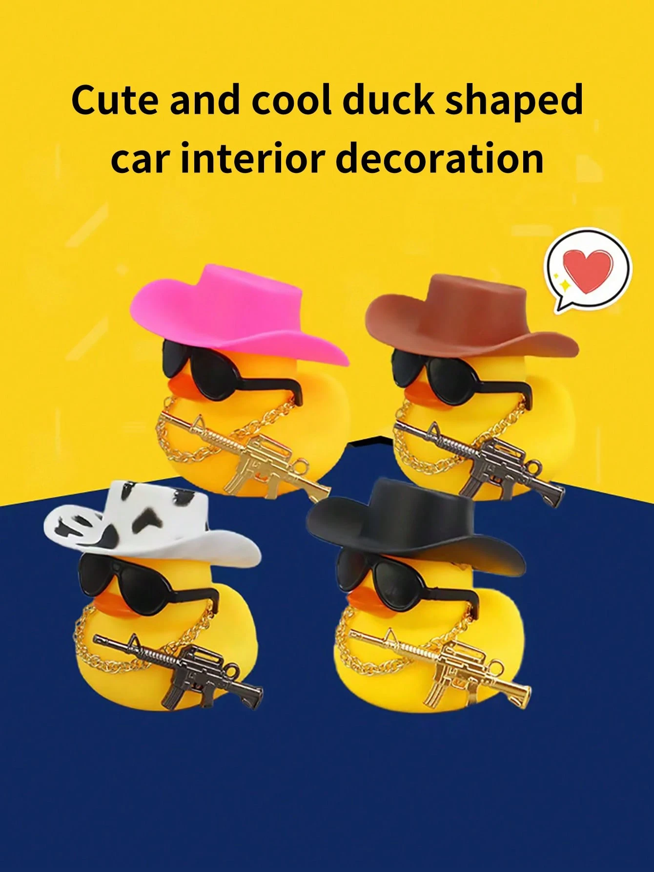 1 Cute Rubber Duck Wearing Sunglasses - Eye-Catching Car Dashboard Decoration, Durable and Fun Interior Accessory, Perfect Gift for Duck Collectors and Car Enthusiasts, Party Favors, Halloween, Christmas, Thanksgiving, Assorted Colors and Styles, Random Parts