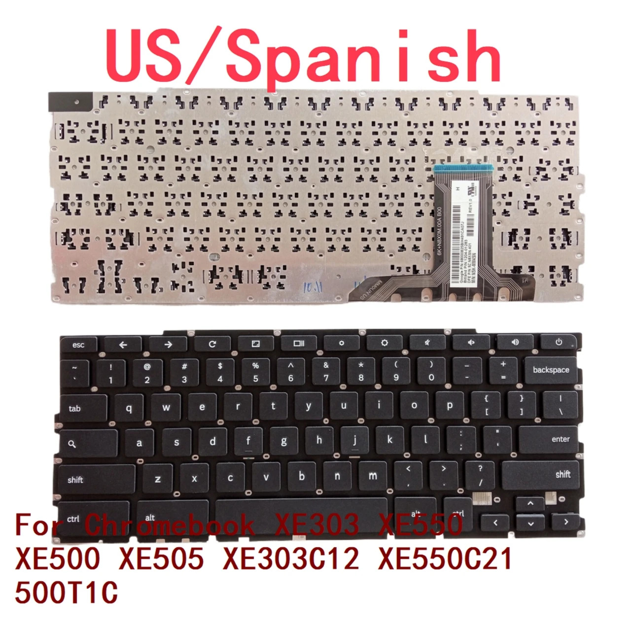 

New US Spanish Laptop Keyboard For Samsung Chromebook XE303 XE550 XE500 XE505 XE303C12 XE550C21 500T1C Notebook PC Replacement