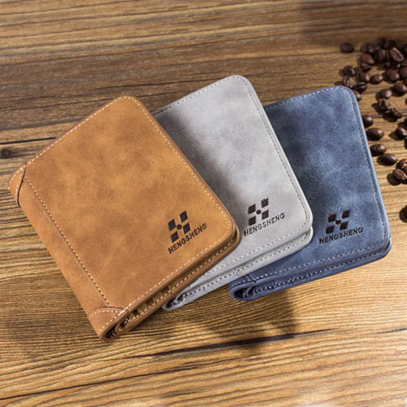 

Vintage High-Quality PU Leather Men's Wallet Foldable Short Purse with Credit Card/ID/Photo Holder, Stylish Branded Design Purse