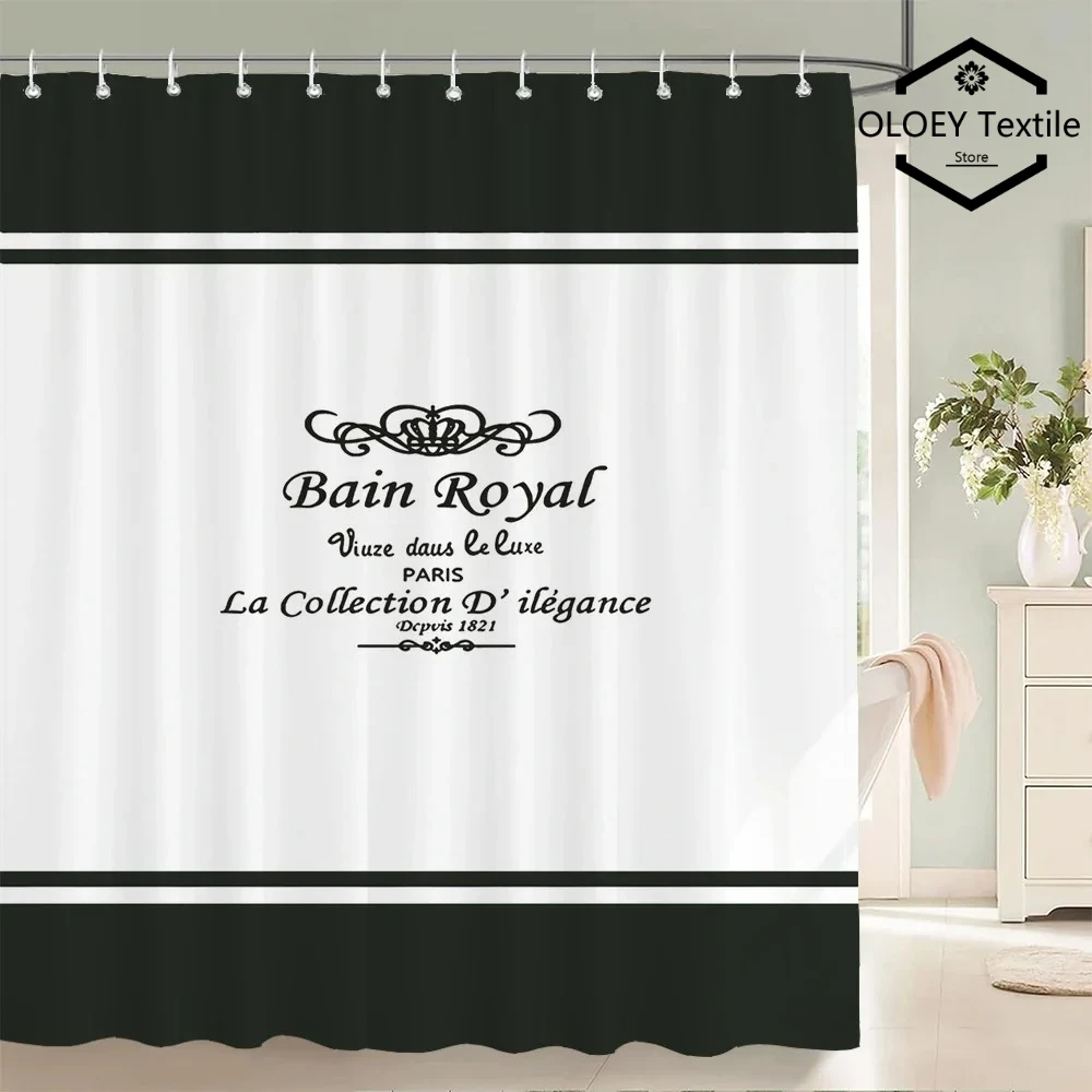 

1 Pc Black and White Minimalist Artistic Line Pattern Polyester Shower Curtain Waterproof Fabric, Bathroom Partition Curtain