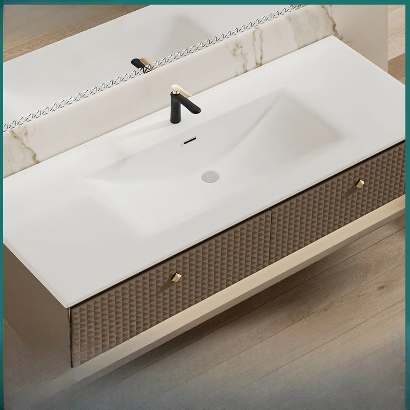 Bathroom Washbasin Ceramic Integrated Basin, Thin-edged Simple Countertop, Left and Right Basins, Corners Can Be Cut