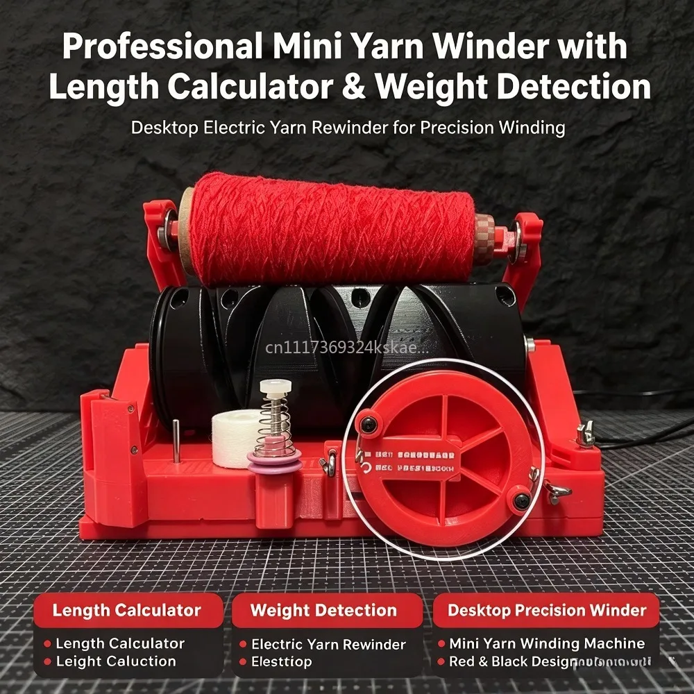 Professional Mini Yarn Winder with Length Calculator & Weight Detection Desktop Electric Yarn Rewinder for Precision Winding