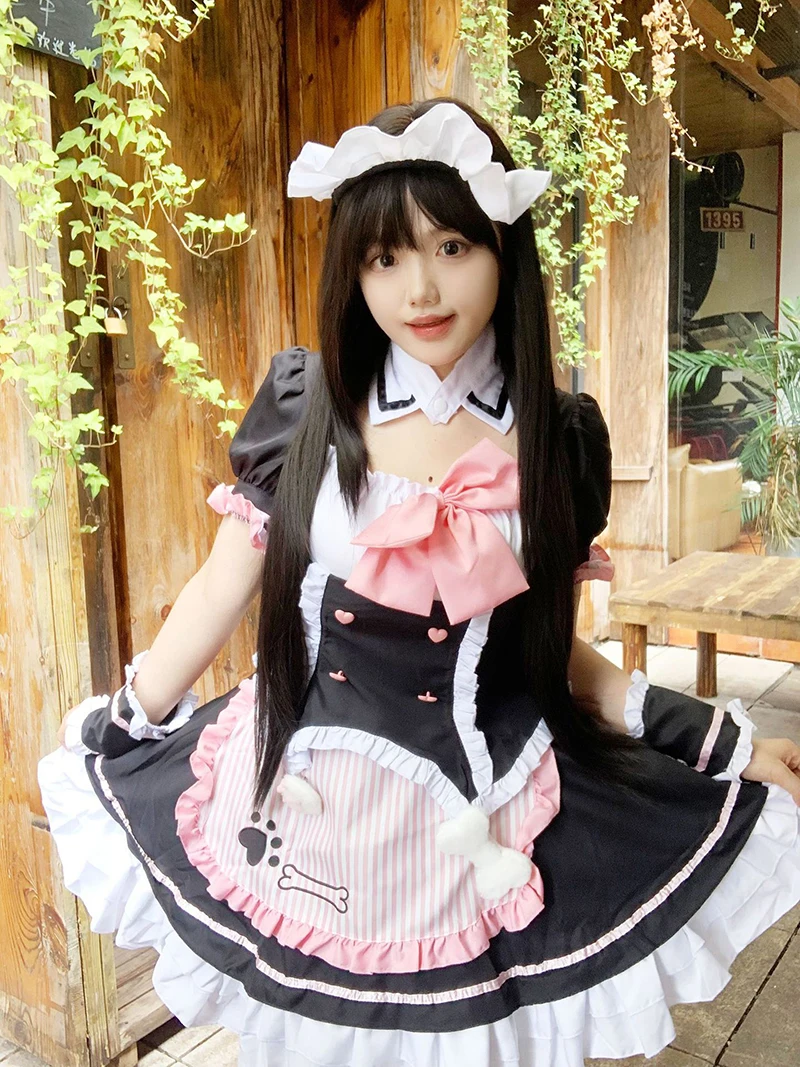 S-5XL Cute Lolita Cat Maid Dress Ruffle Short Sleeve NEKOPARA Cosplay for Neko Girls Woman Waitress Outfit Party Stage Costume view 5