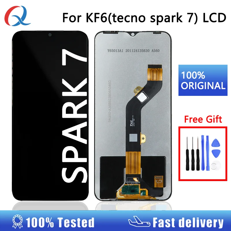 Original Digitizer Assembly For Tecno Spark 7 Lcd Mobile Phone Lcds For Tecno KF6 Lcd Ecran Techno Spark 7 Screen Replacement