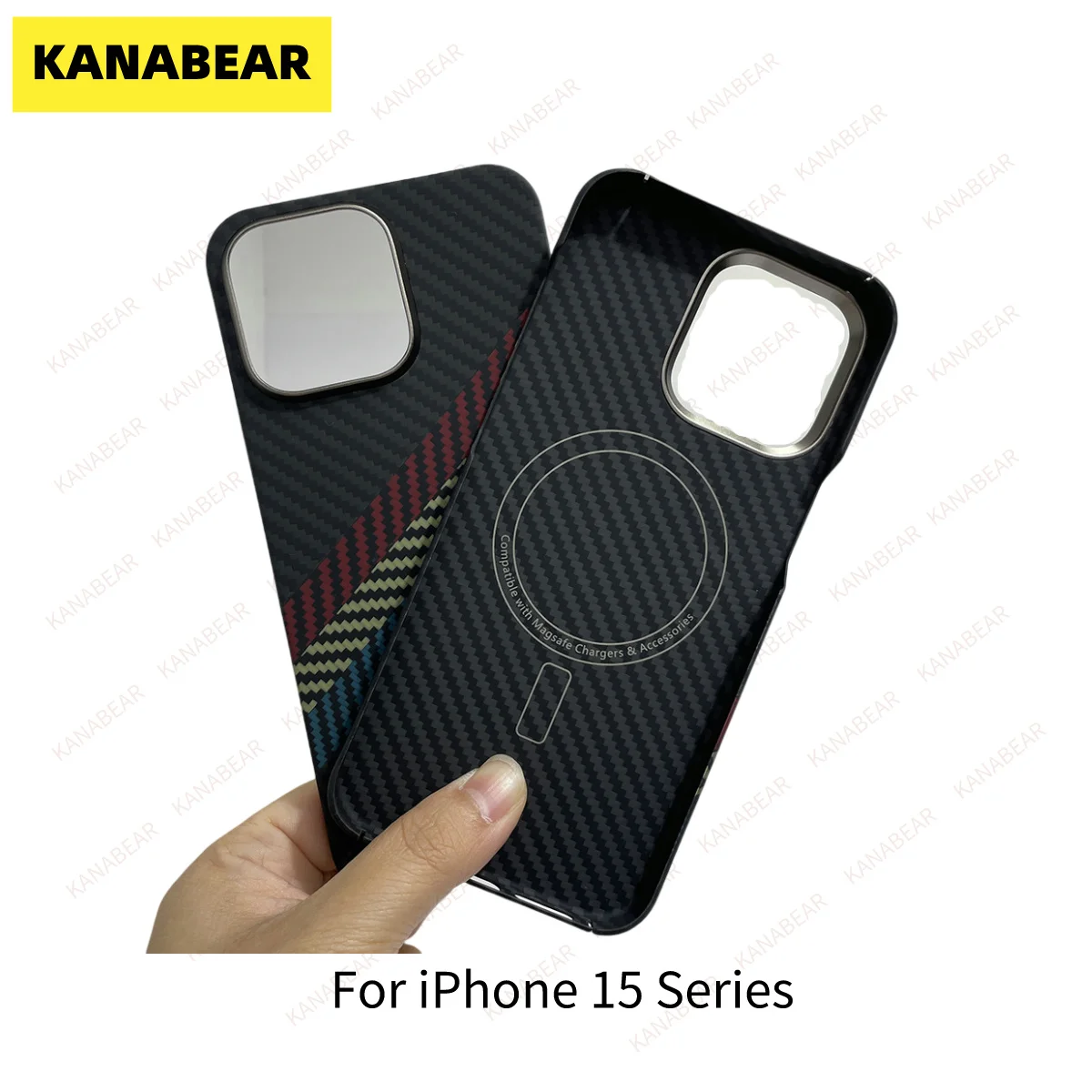 

KANABEAR is suitable for Apple 15Promax aramid fiber protective case phone case, Apple 15Pro magnetic suction protective case