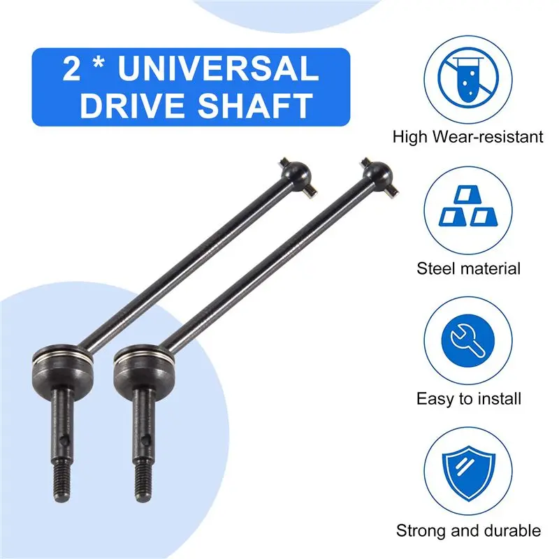 AED7-2Pcs CVD Steel Universal Drive Shaft For Wltoys 144001 1/14 RC Car Upgrade Parts Accessories