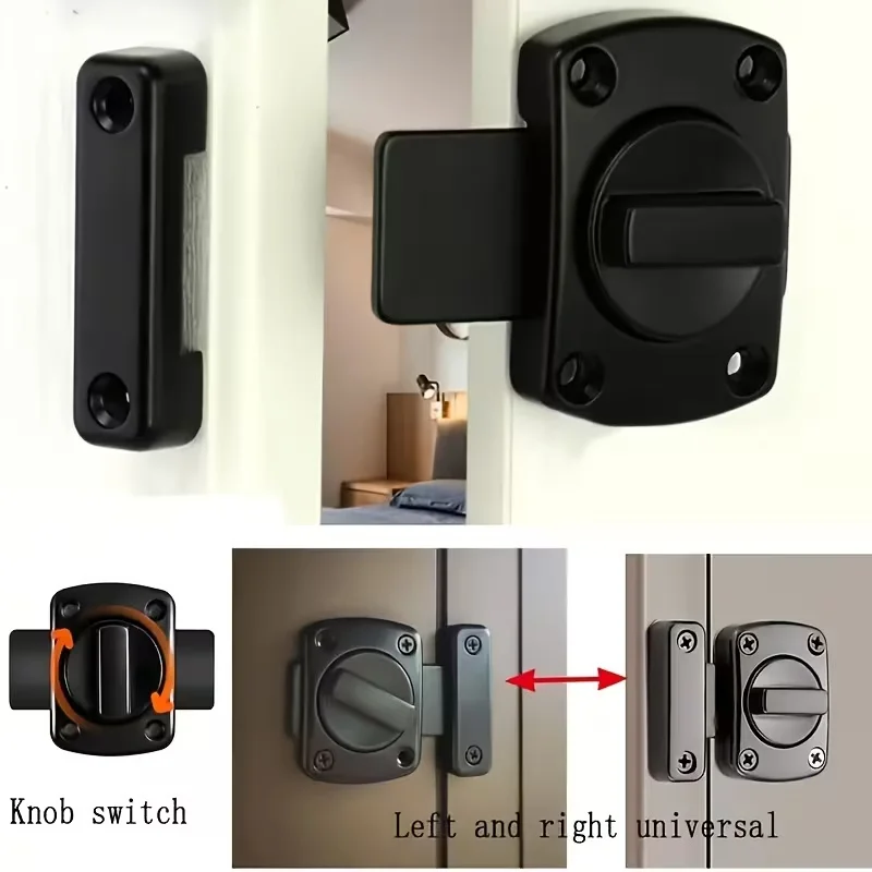 Heavy-Duty Rotating Metal Door Lock - Anti-Theft Security Bolt with Mounting Bracket for Bedroom/Bathroom