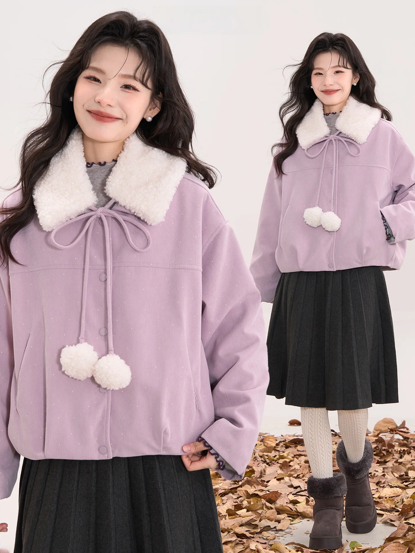 

Теплое женское пальто из вельвета в горошек с сердечками, с воротником-стойкой, длинное, повседневное, для молодых девушек