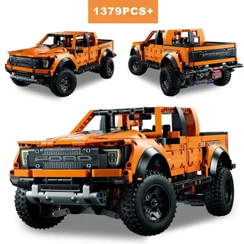 포드 랩터 F-150 픽업 트럭 럭셔리카 로고 빌딩 블록, 기술 42126, 레이싱 차량 모델, 브릭 장난감, 어린이 선물, 1379 개