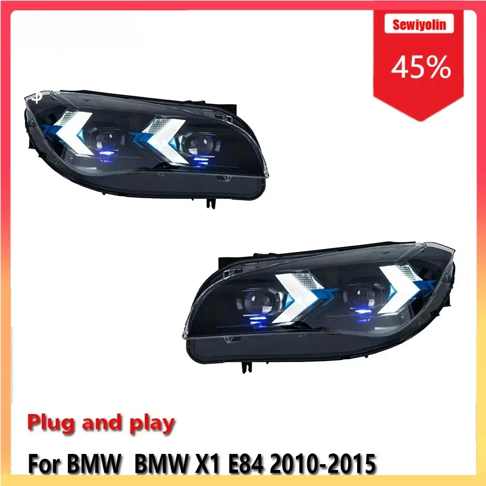 

Автомобильные светодиодные фары, детали для BMW X1 E84 2010-2015, автоматические противотуманные фары DRL, стоп-сигнал поворота, Plug and Play