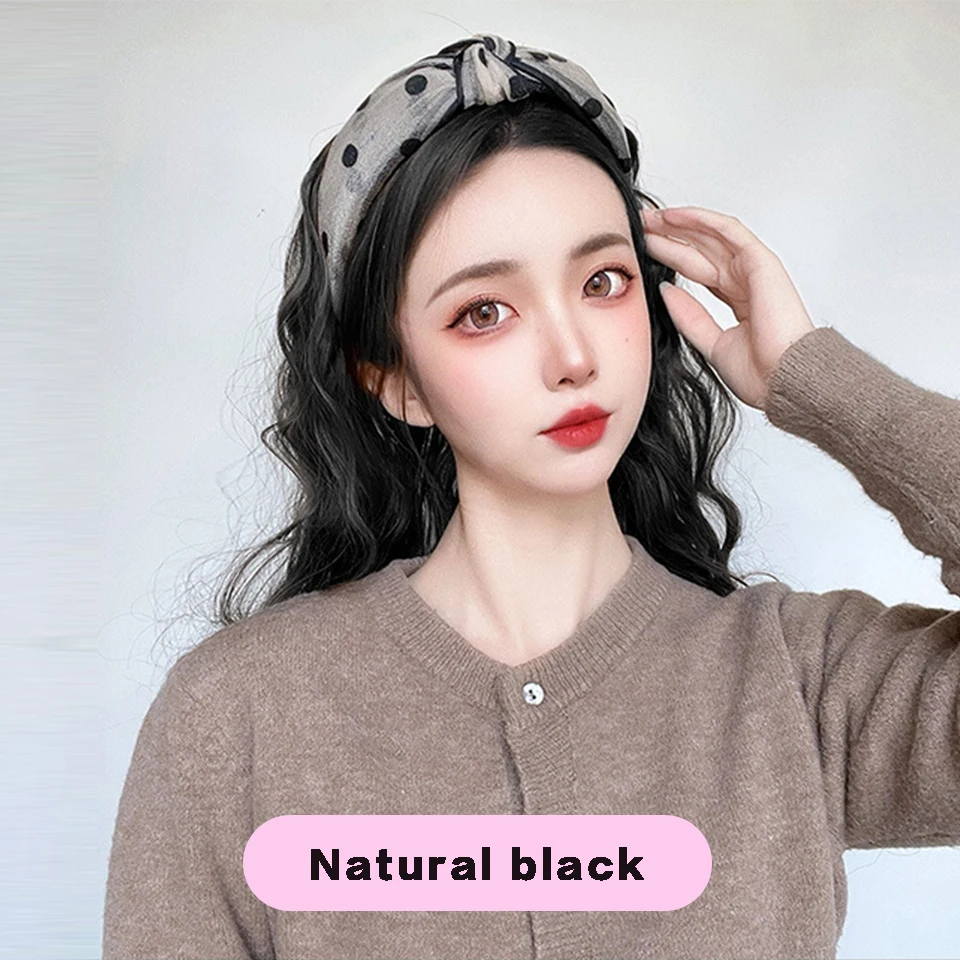 Hairband Synthetic Wig Wavy Long Hair Curly Hair Naturally Seamless 18-Inch Synthetic Curly Hair Daily Wear Fashion Cute.