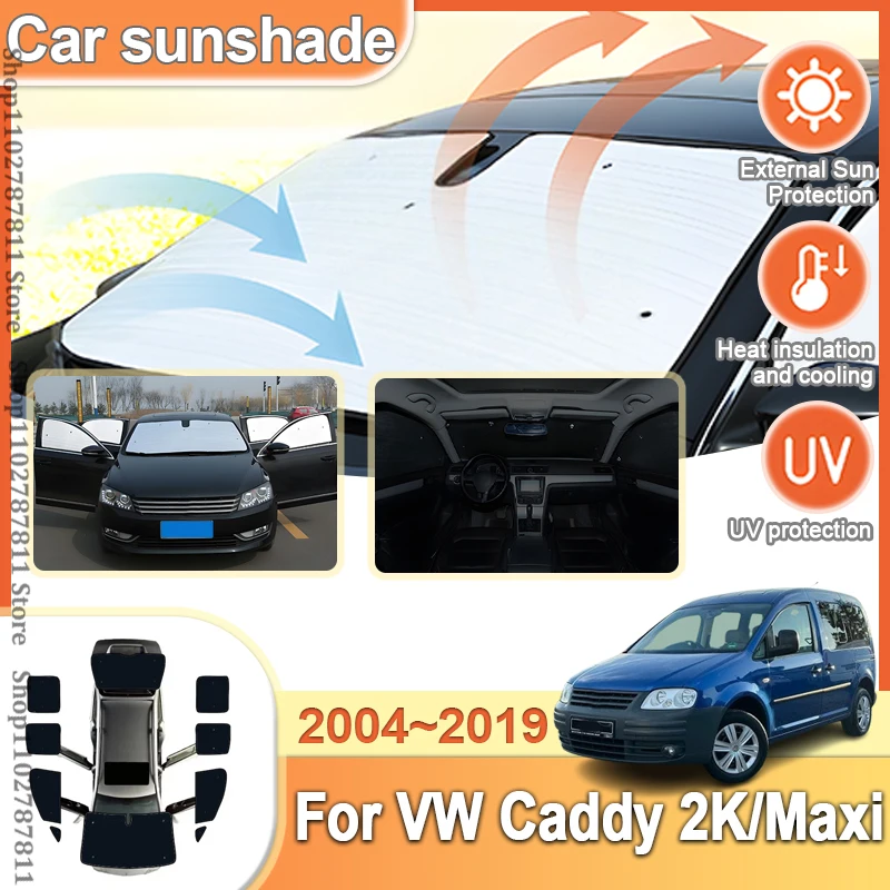 Full Car Covers Sun Visors For Volkswagen VW Caddy 2K Maxi 2004~2019 Reflector Shade Sun Visor Sunscreen Window Car Accessories