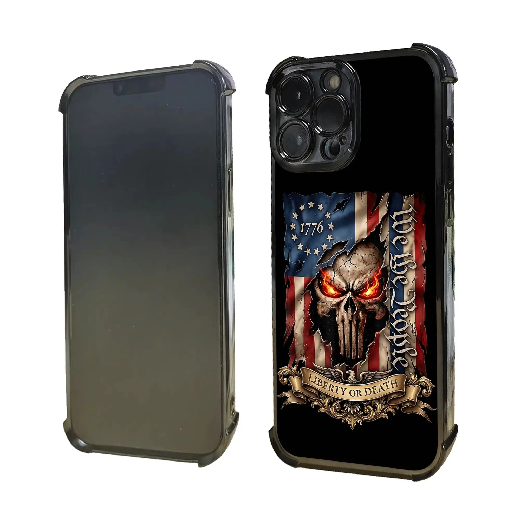1776 Liberty Or Death Patriotic Skull July 4th Bumper Phone Case  Electroplating Process phone case for iPhone Various Models view 4