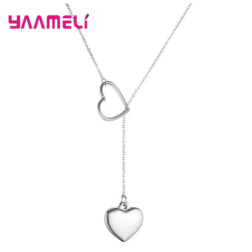 

Simple Fashion 925 Sterling Heart-Shaped Pendant Necklaces For Women Girl Link Chain Necklace Trendy Jewelry Wedding Gifts