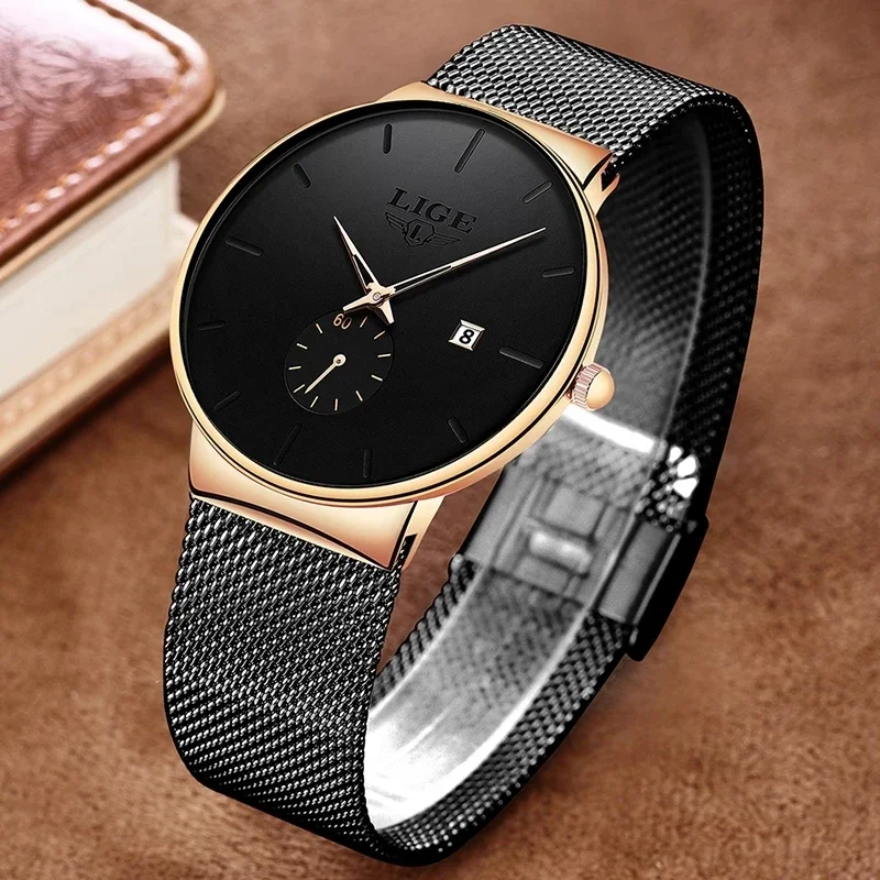 LIGE New Fashion Casual Quartz Ladies Watch Top Brand Luxury Watches for Women Ultra Thin Waterproof Business Gift Auto Calendar