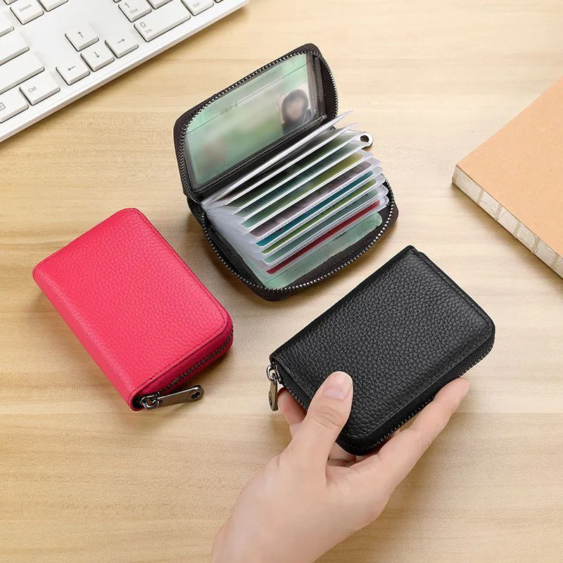 Litchi Texture Zipper Accordion Card Wallet, Multi-slot for Driver License, Bank Cards & Small Change, Unisex Portable Design